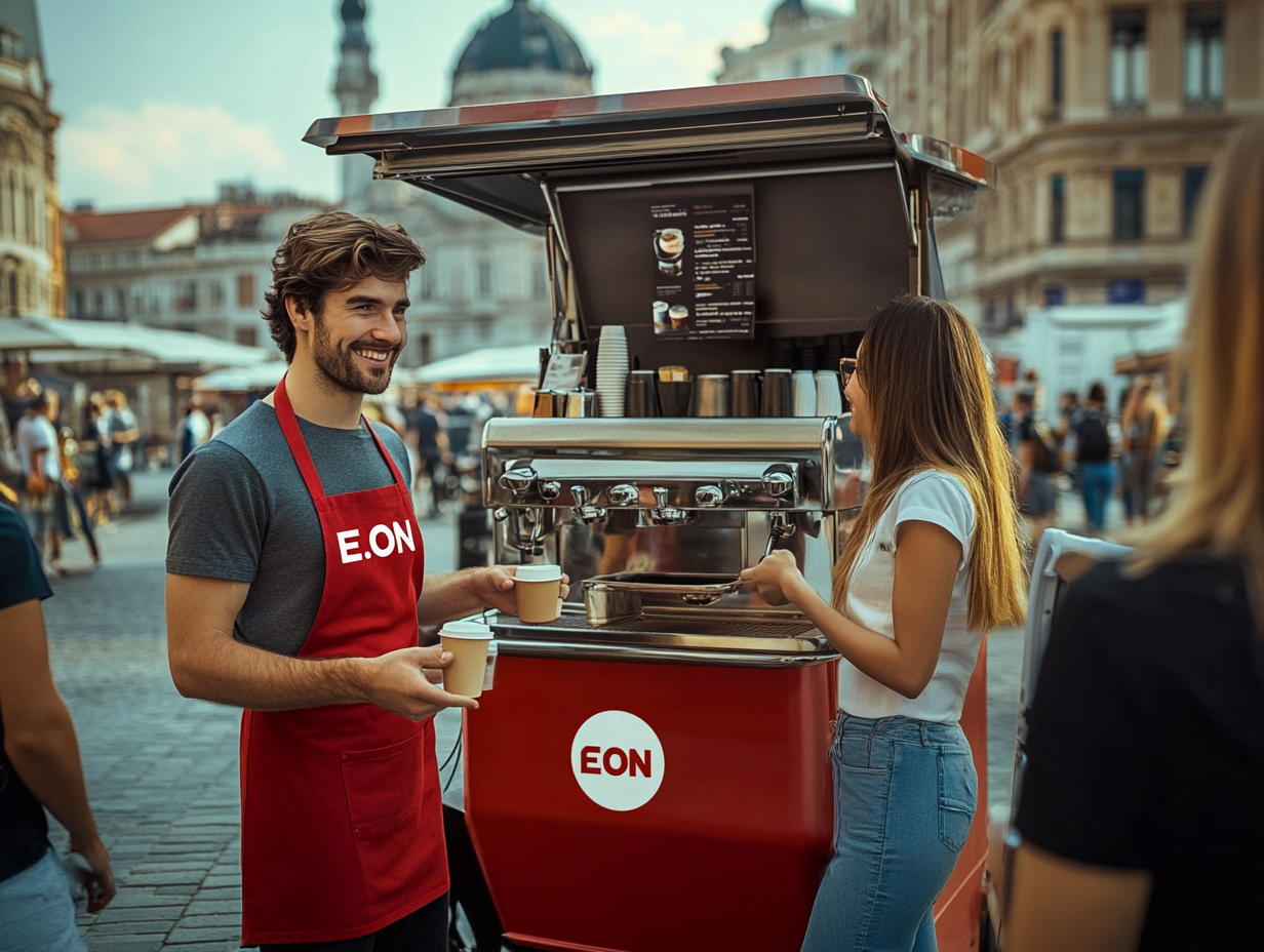 Barista serving coffee